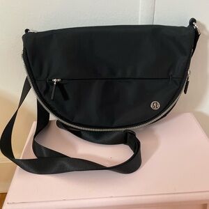 lululemon athletica Black Crossbody Bag with Silver Accents